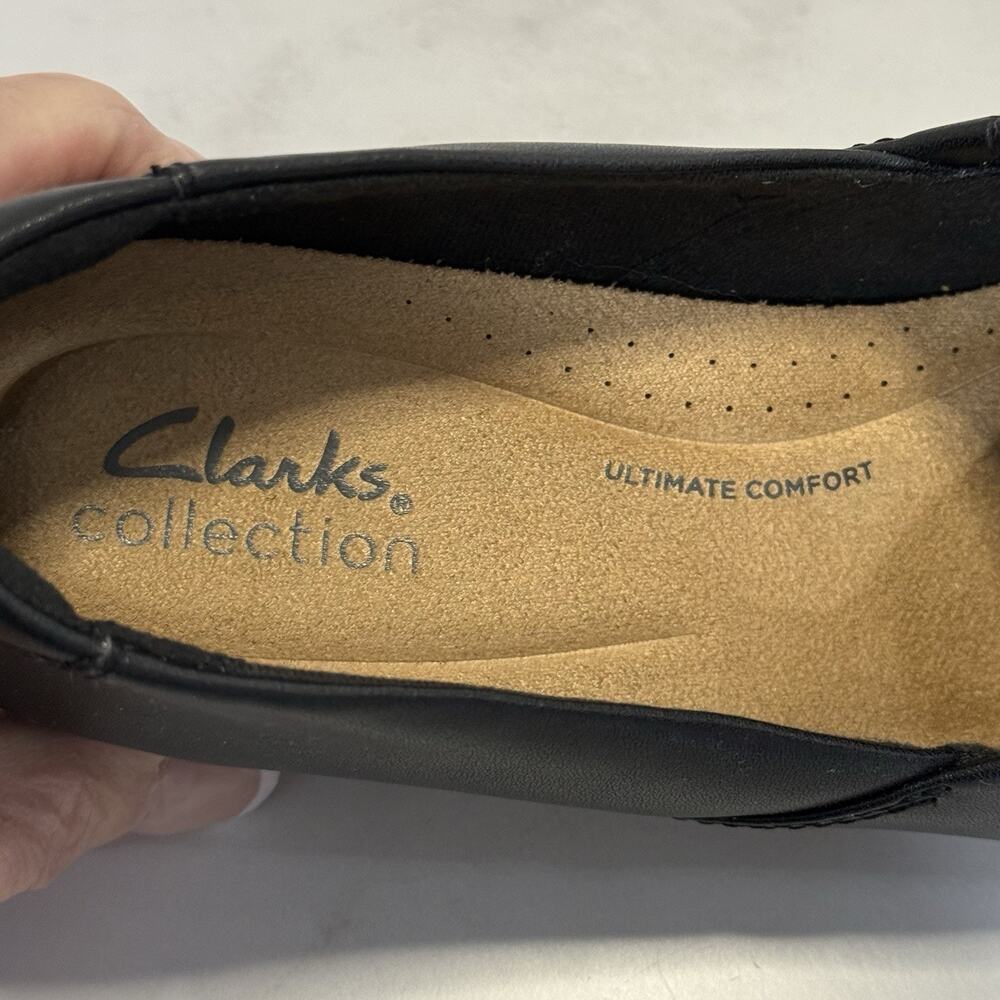 Clarks Juliet Palm Leather Slip On Women’s Size 7.5W Black Casual Loafers NEW - Picture 8 of 9